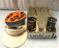 Beer glasses/hats with signage