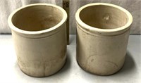 (2) 1 gallon, stoneware Crocks with cracks