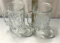 Cowboy boot themed beer mugs