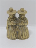 Vtg Solid Brass Colonial Pilgrim Women Bell