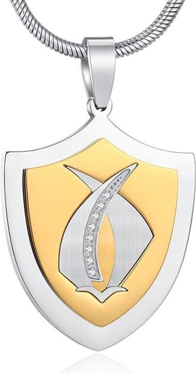 CDE Queen's Guard Shield Necklace for Men, Stainle