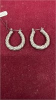 Vintage Sterling Silver Twisted Hoop Earrings