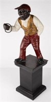 37" Black Lawn Jockey Cast Metal Statue.
