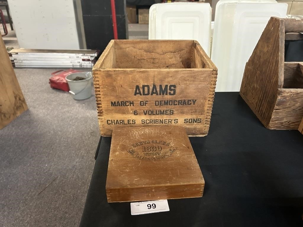 Antique Crate And Vintage Cigar Box