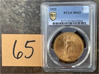 1922 Saint-Gaudens Gold Double Eagle PCGS MS65