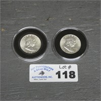 (2) Silver Franklin Half Dollars