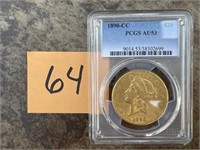 1890-CC Liberty Head Gold Double Eagle PCGS AU53