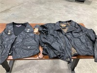 Leather Harley Davidson Jacket, MOB vest XXL