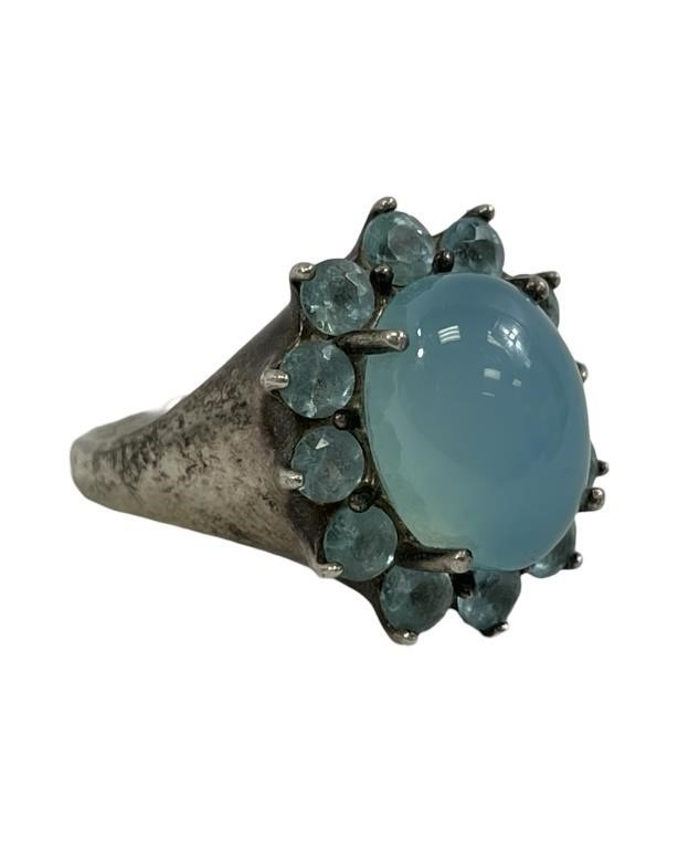 Blue Gemstone Ladies .925 Silver Ring
