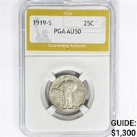 1919-S Standing Liberty Quarter PGA AU50