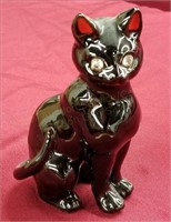 6.5" Porcelain Cat Figure w/Gemstone Eyes
