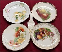 Group of Hand-Painted 10" Plates & Pie Server