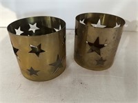 Pair of Brass Star Candle Holders