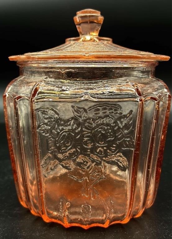 Antique Mayfair Open Rose Biscuit Jar - Has Small