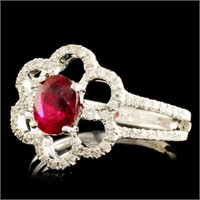 0.99ct Ruby & 0.31ctw Diamond Ring in 18K Gold