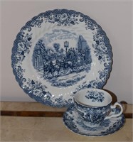 (K) Johnson Bros Coaching Scenes Plate, Cup/Saucer