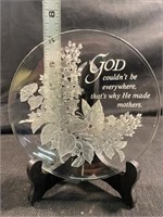 Clear Glass Collector Plate "God Made Mothers"