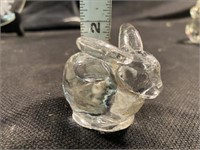 Vintage Glass Rabbit Small Taper Candle Holder -