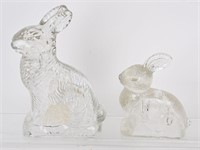 2- EASTER BUNNY GLASS CANDY CONTAINERS