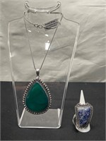 Sodalite Ring And Green Onyx Pendant
