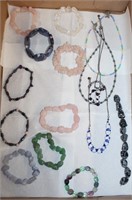 Stone bracelets and beaded necklaces