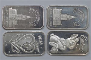 4 - 1ozt Silver .999 (4ozt TW) Holiday Bars