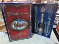 LIMITED EDITION BUDWEISER "2000" BEER & GLASSES