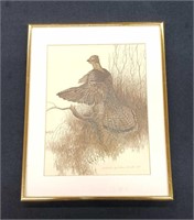 Signed Lithograph of Grouse by Heather North