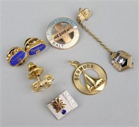 6 Gold Pins & 1 Gold Pendant.