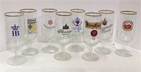 Lot of eight assorted brand beer stem glasses