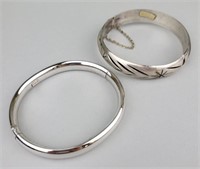 2 Sterling Silver Bangle Bracelets.