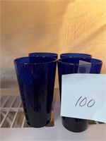 QTY 4 COBALT BLUE GLASSWARE
