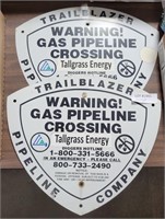 2 METAL WARNING GAS PIPELINE SIGNS