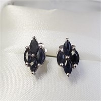 S. Silver Sapphire (1.2ct)  Earrings