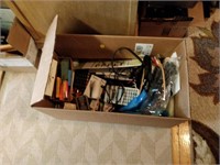 lot of office supplies, cords, crayons, etc.