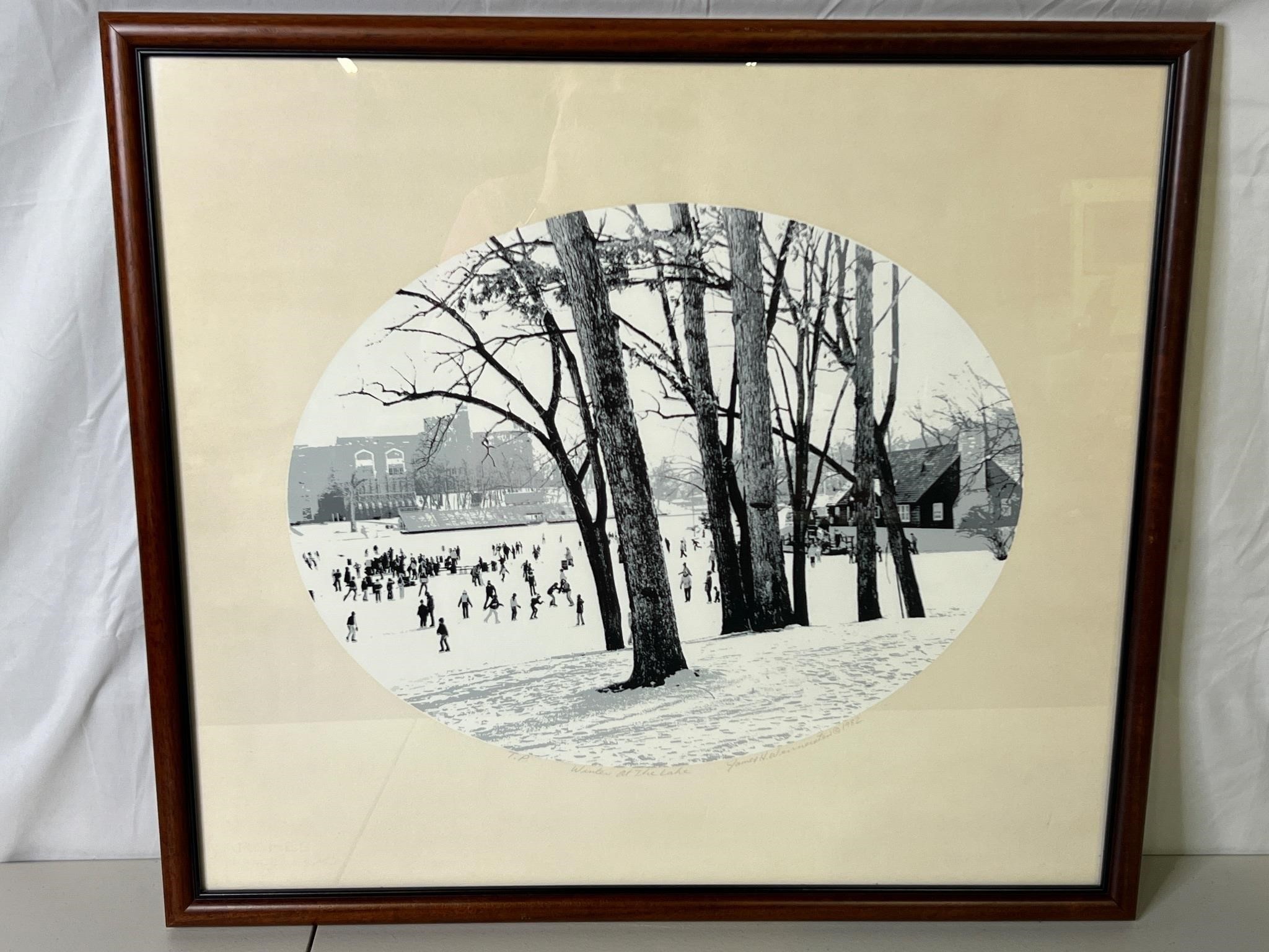 Print of James H Wennersten Winter at the Lake
