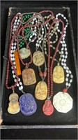 10 Carved Stone Pendant Necklaces