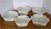 5 Pyrex Casserole Dishes - Largest One Measures