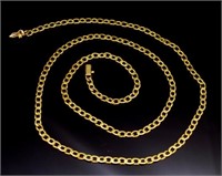 18ct yellow gold flat oval chain necklace