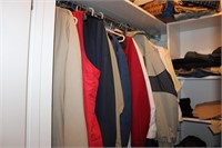 Large lot of Men's Clothing; coats, suits, shirts,