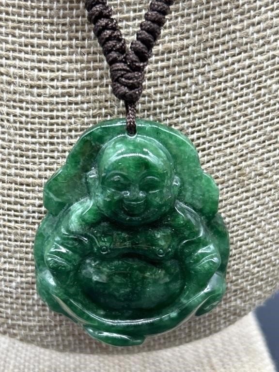 Jade Pendant w/ Buddha 20in Necklace