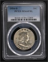 1954-D MS64 FBL Franklin Silver Half Dollar