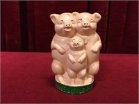 Cast Iron Three Little Pigs Coin Bank