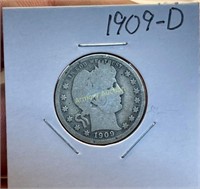 1909 D SILVER BARBER QUARTER