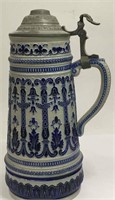 Germany Blue And Gray Stoneware Beer Stein