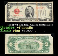 1928F $2 Red Seal United States Note Grades vf det