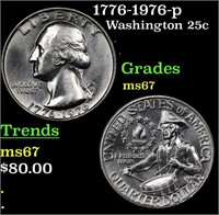 1776-1976-p Washington Quarter 25c Grades GEM++ Un