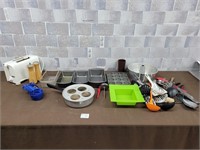 Cake pans, toasters, measuring cups, cooking tools