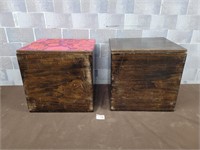 2 Wood cube boxes