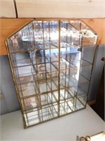 Glass and brass, mirrored display case with 20